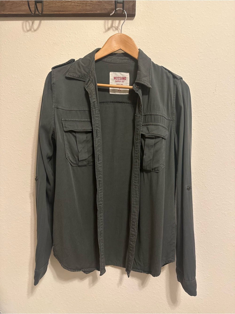 Mossimo Supply Co. Dark Olive Gray Button-U
